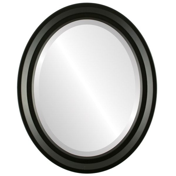 Shop Newport Framed Oval Mirror In Matte Black – Overstock – 20601192 Inside Black Oval Cut Wall Mirrors (View 1 of 15)
