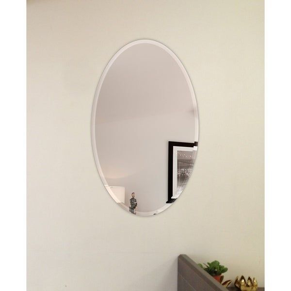 Shop Oval Beveled Polish Frameless Wall Mirror With Hooks – Free With Frameless Tri Bevel Wall Mirrors (View 1 of 15)