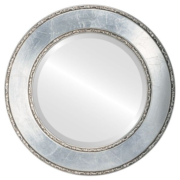 Shop Paris Framed Round Mirror In Silver Leaf With Brown Antique Regarding Antique Silver Round Wall Mirrors (View 2 of 15)