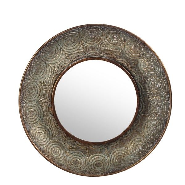 Shop Privilege Hammered Copper Metal Large Round Wall Mirror In Woven Metal Round Wall Mirrors (View 14 of 15)
