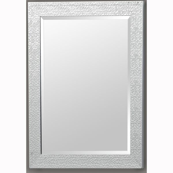 Shop Silver Rectangular Beveled Vanity Wall Mirror With Hexagon Mosaic With Regard To Square Frameless Beveled Vanity Wall Mirrors (View 2 of 15)