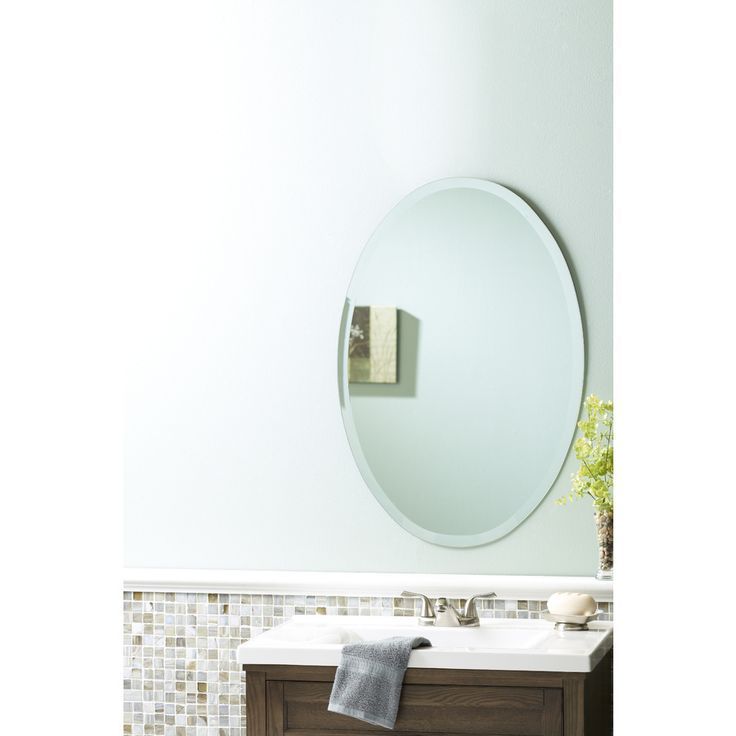 Shop Style Selections 24 In X 36 In Beveled Oval Frameless Wall Mirror In Thornbury Oval Bevel Frameless Wall Mirrors (View 3 of 15)