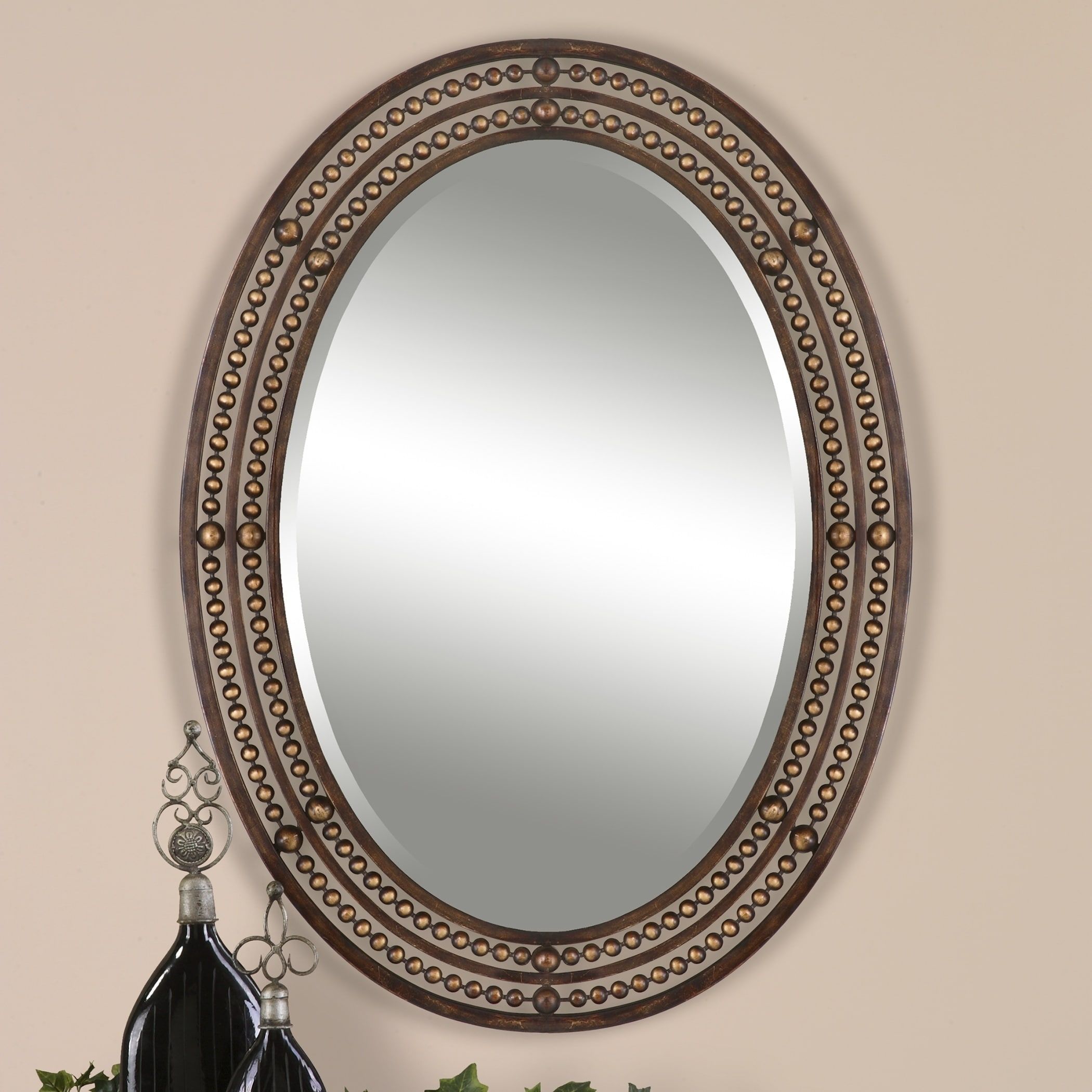 Shop Uttermost Matney Distressed Bronze Metal Oval Framed Mirror – Free In Distressed Bronze Wall Mirrors (View 1 of 15)