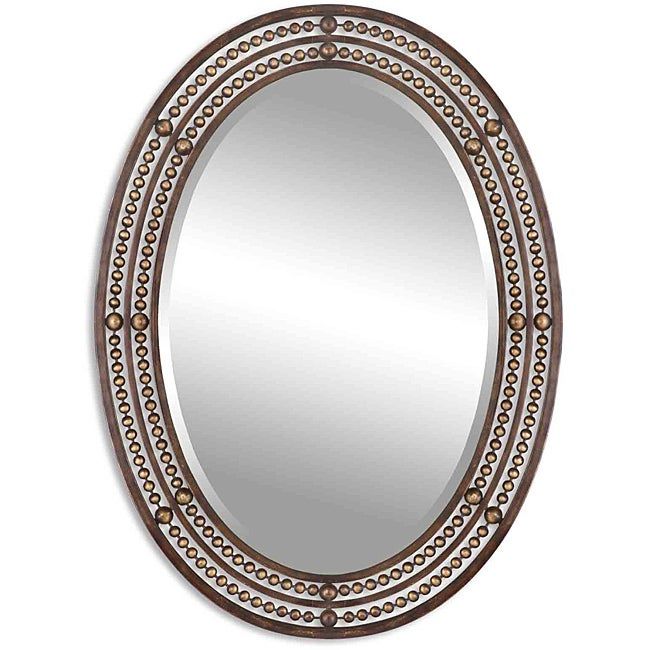 Shop Uttermost Matney Distressed Bronze Metal Oval Framed Mirror – Free Pertaining To Distressed Dark Bronze Wall Mirrors (View 3 of 15)