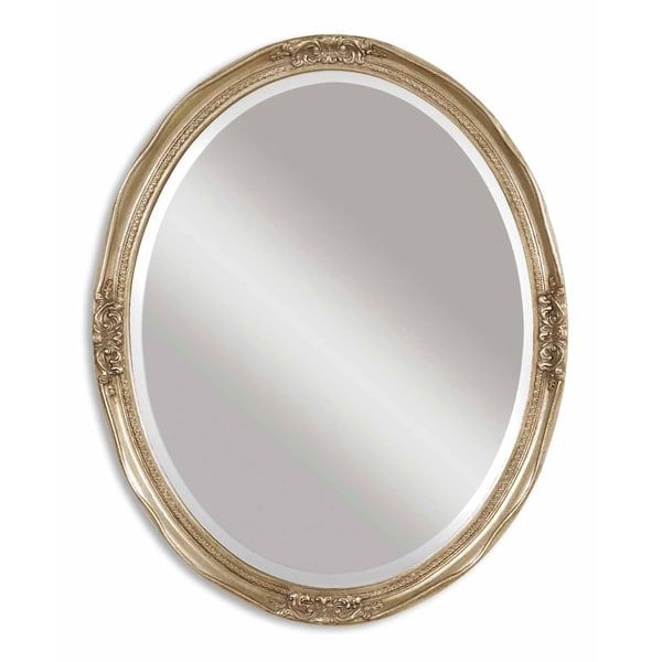 Shop Uttermost Newport Antique Silver Leaf Framed Beveled Oval Mirror Inside Antiqued Gold Leaf Wall Mirrors (View 2 of 15)