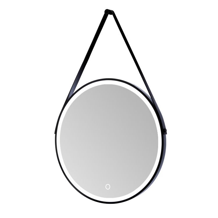 Sierra Round Led Mirror W/ Matte Black Frame & Hanging Strap 800mm With Regard To Matte Black Round Wall Mirrors (View 5 of 15)