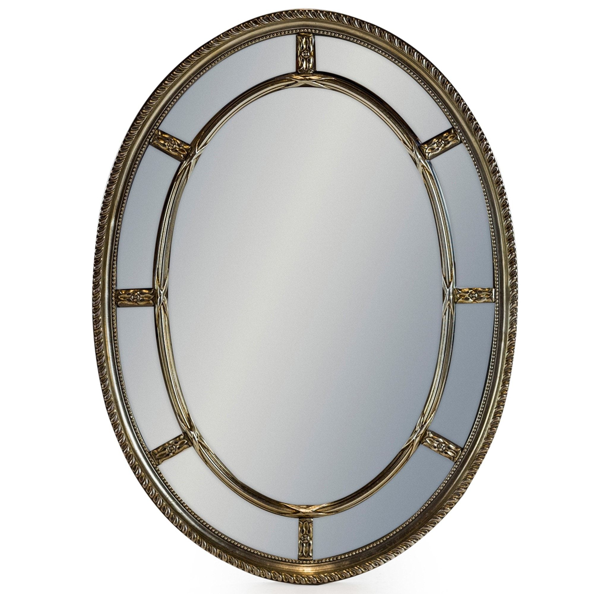 Silver Antique French Style Oval Multi Mirror | Decorative Silver With Antiqued Silver Quatrefoil Wall Mirrors (View 2 of 15)