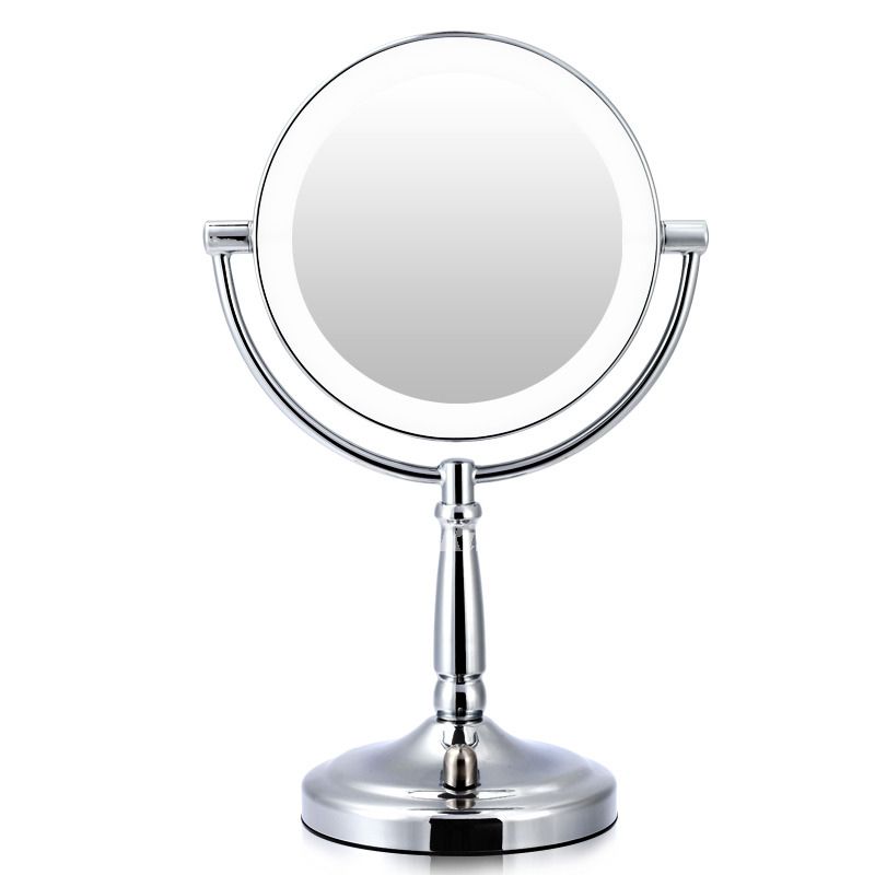 Silver Chrome Lighted Makeup Mirror 3x Bathroom Round Shaped With Chrome Led Magnified Makeup Mirrors (View 9 of 15)