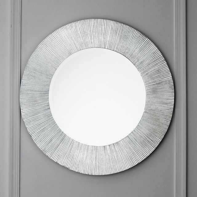 Silver Leaf Groove Round Circle Mirror – Lamp Shades  Shades Of Light Within Silver Leaf Round Wall Mirrors (View 13 of 15)