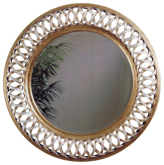 Silver Leaf Round Wall Mirror – Mediterranean – Mirrors  Carolina With Regard To Silver Rounded Cut Edge Wall Mirrors (View 3 of 15)