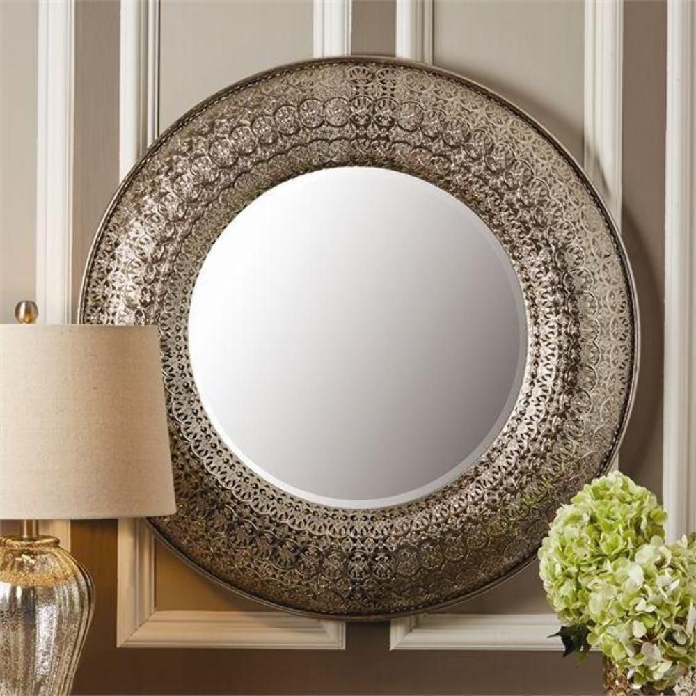 Silver Round Wall Mirror | Ebay | Large Round Wall Mirror, Mirror Wall Within Silver Rounded Cut Edge Wall Mirrors (View 9 of 15)