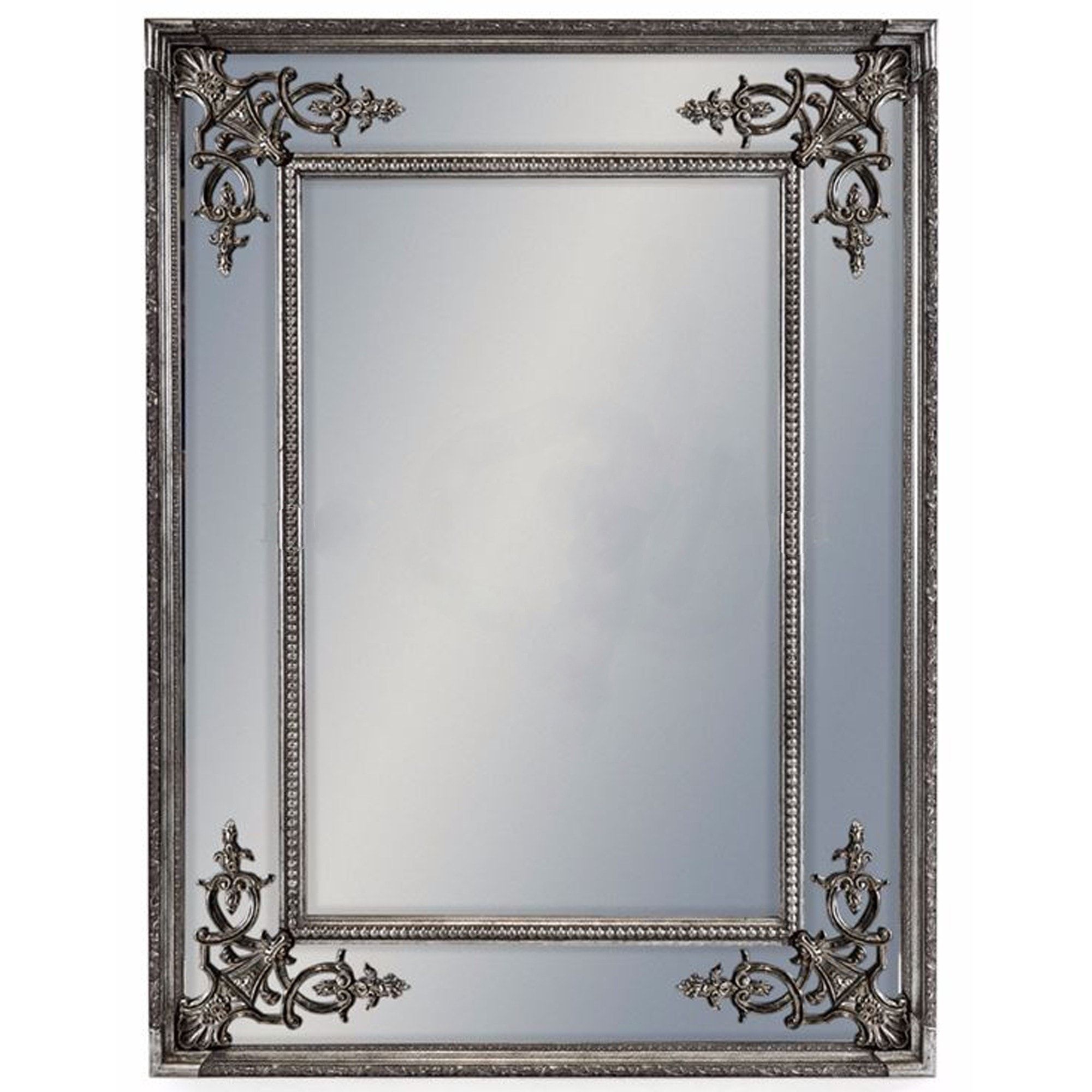 Silver Square French Mirror | Mirrors | Decorative Mirrors With Regard To Silver Beaded Square Wall Mirrors (View 15 of 15)