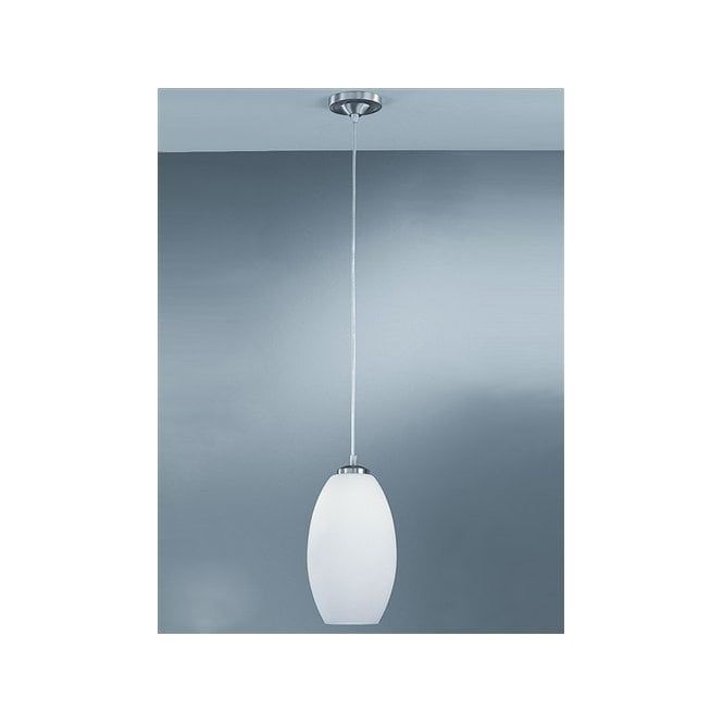 Single Light Ceiling Pendant With Oval Glass Shade And Satin Nickel Intended For Ceiling Hung Satin Chrome Oval Mirrors (View 12 of 15)