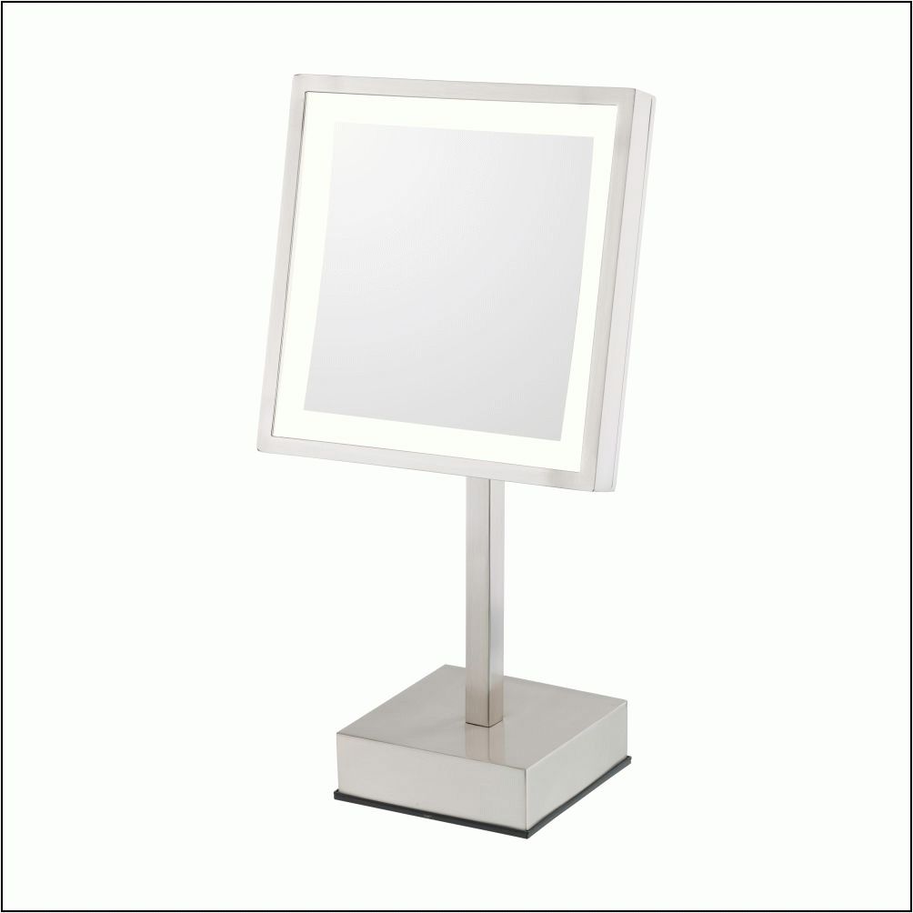 Single Sided Led Square Freestanding Optical Mirror – Rechargeable In Single Sided Polished Wall Mirrors (View 11 of 15)