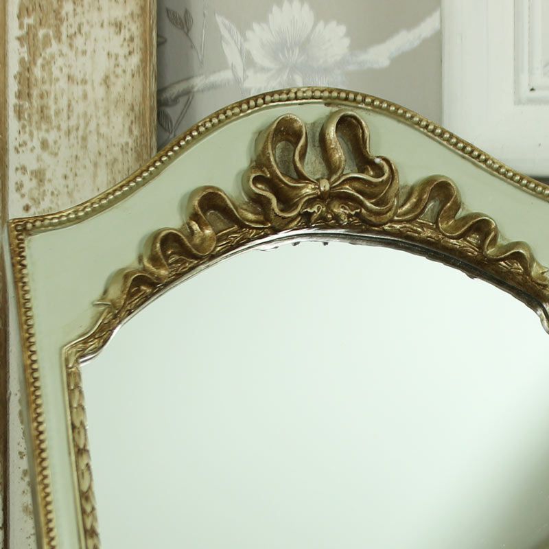 Small Gold & Green Vintage Tabletop/wall Hanging Vanity Mirror – Melody Intended For Gold Bamboo Vanity Wall Mirrors (View 13 of 15)