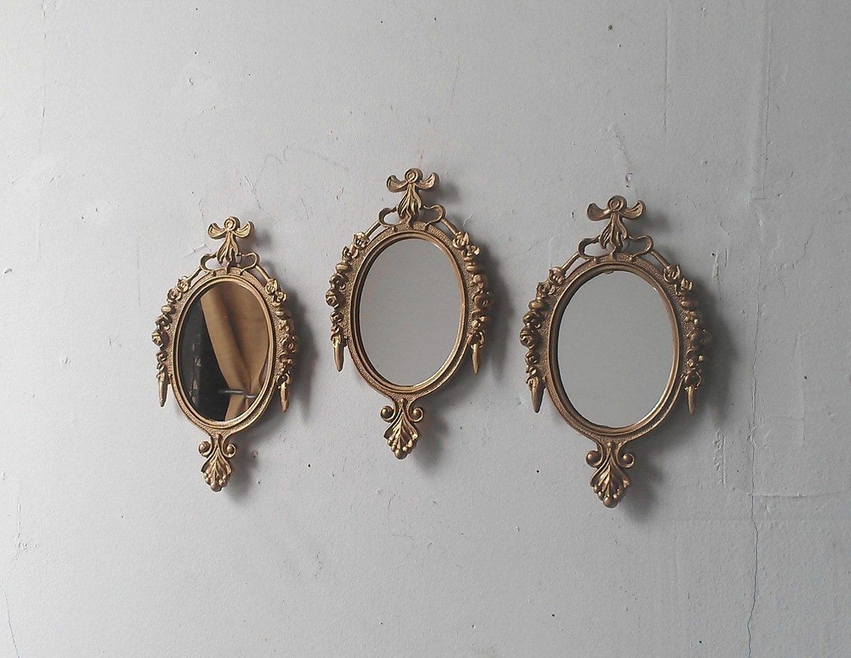 Small Oval Wall Mirrors Set Of Three In Traditional Gold Mid With Regard To Oval Metallic Accent Mirrors (View 7 of 15)