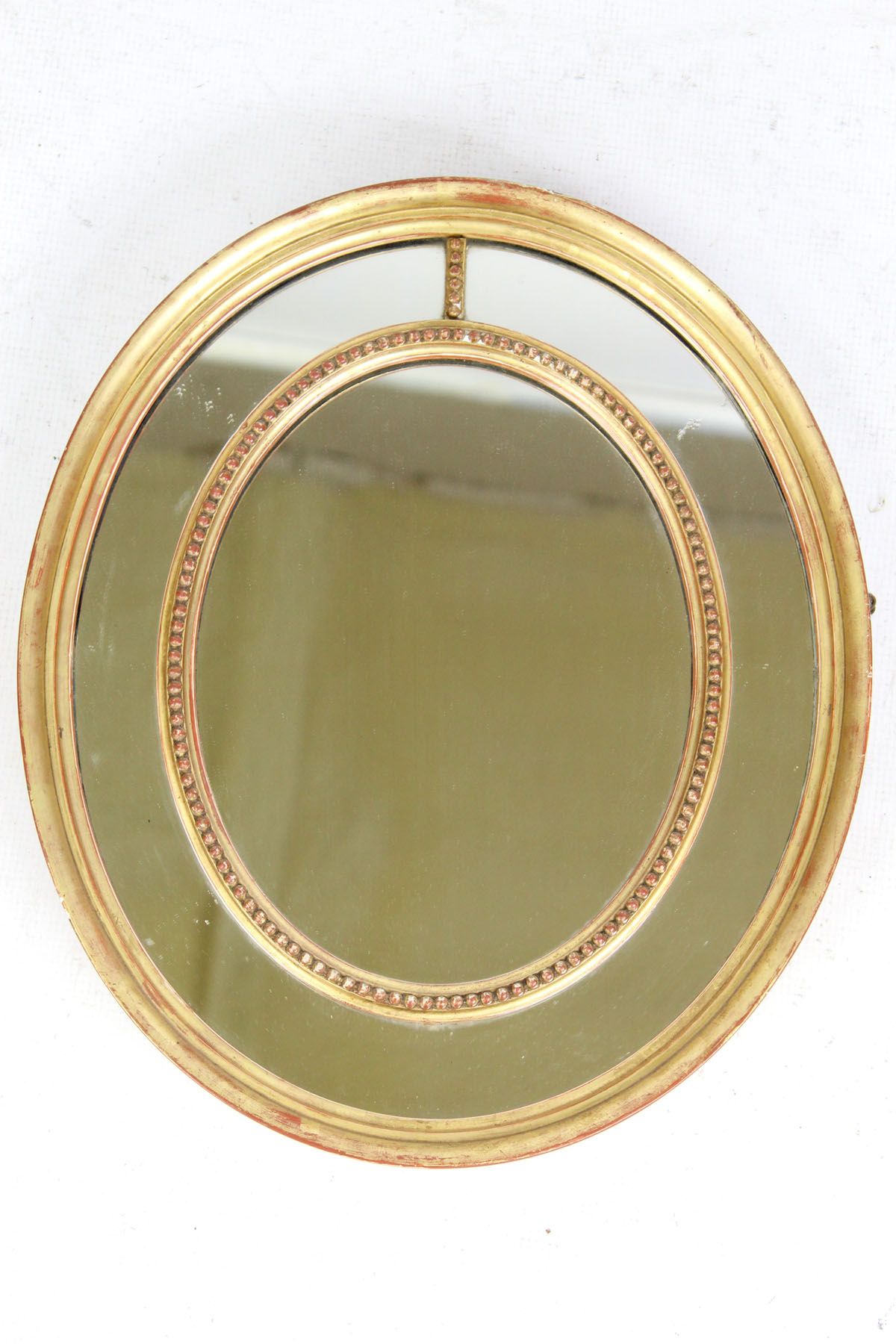 Small Victorian Gilt Sectional Oval Wall Mirror Within Nickel Framed Oval Wall Mirrors (View 7 of 15)