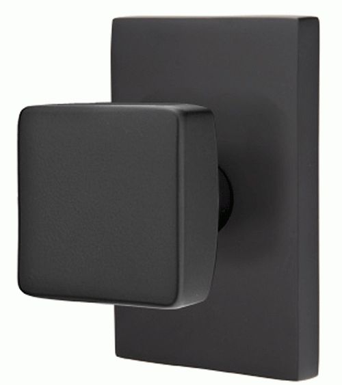 Solid Brass Square Knob With Modern Rectangular Rosette (matte Black With Regard To Matte Black Square Wall Mirrors (View 7 of 15)