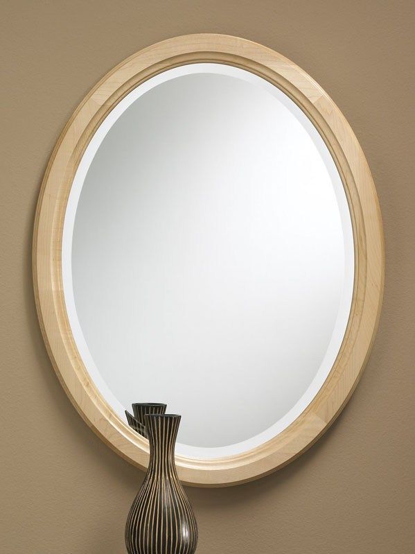 Solid Maple Framed Clear Finish Oval Beveled Mirror | Mirror, Wood For Black Oval Cut Wall Mirrors (View 10 of 15)