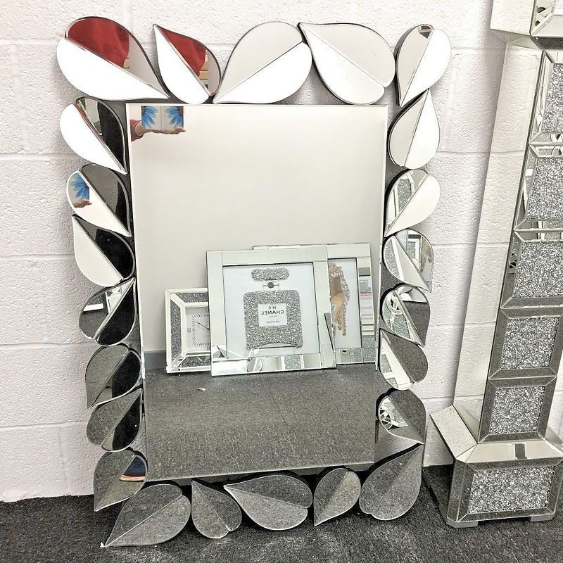 Sparkly 120cm Petal Frame Designer Large Wall Mirror Shiny Silver For Glossy Red Wall Mirrors (View 4 of 15)