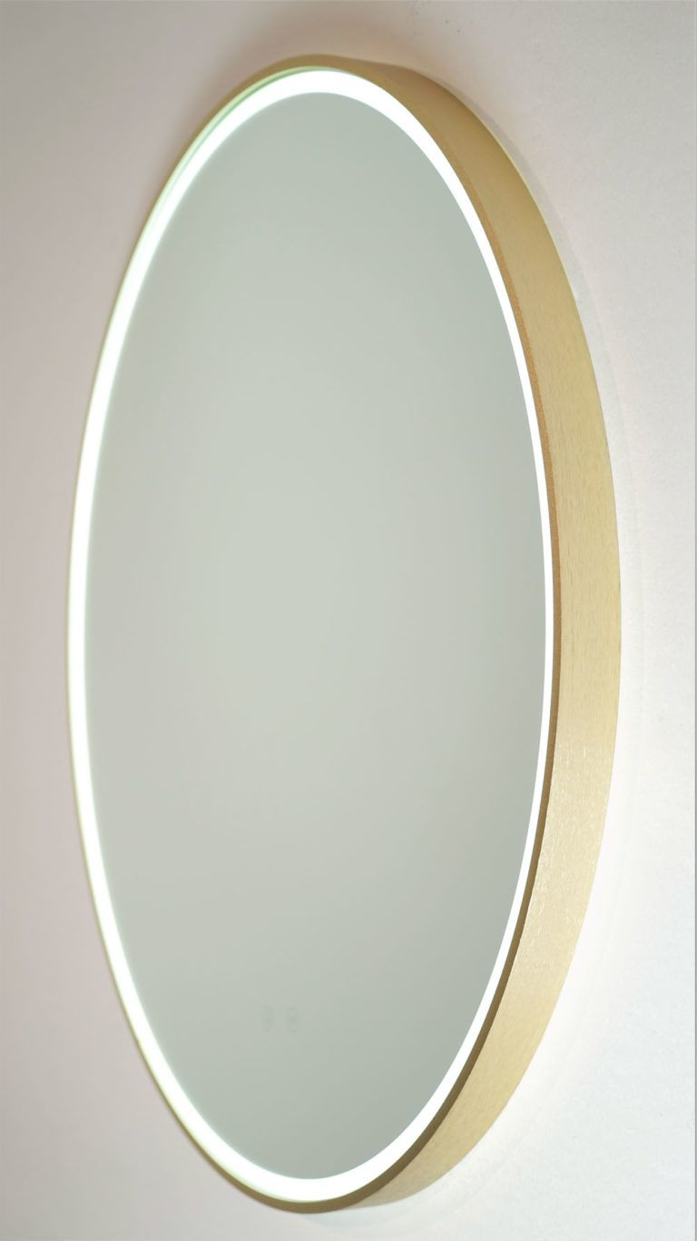 Sphere Gold Brushed Brass Framed Round Led Mirror  60cm / 80cm For Brushed Gold Wall Mirrors (View 1 of 15)