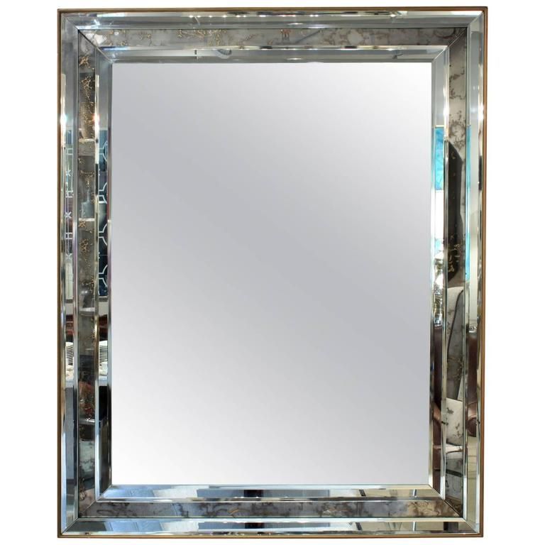 Stunning Large Antiqued Edge Beveled Mirror For Sale At 1stdibs With Regard To Silver Metal Cut Edge Wall Mirrors (View 11 of 15)