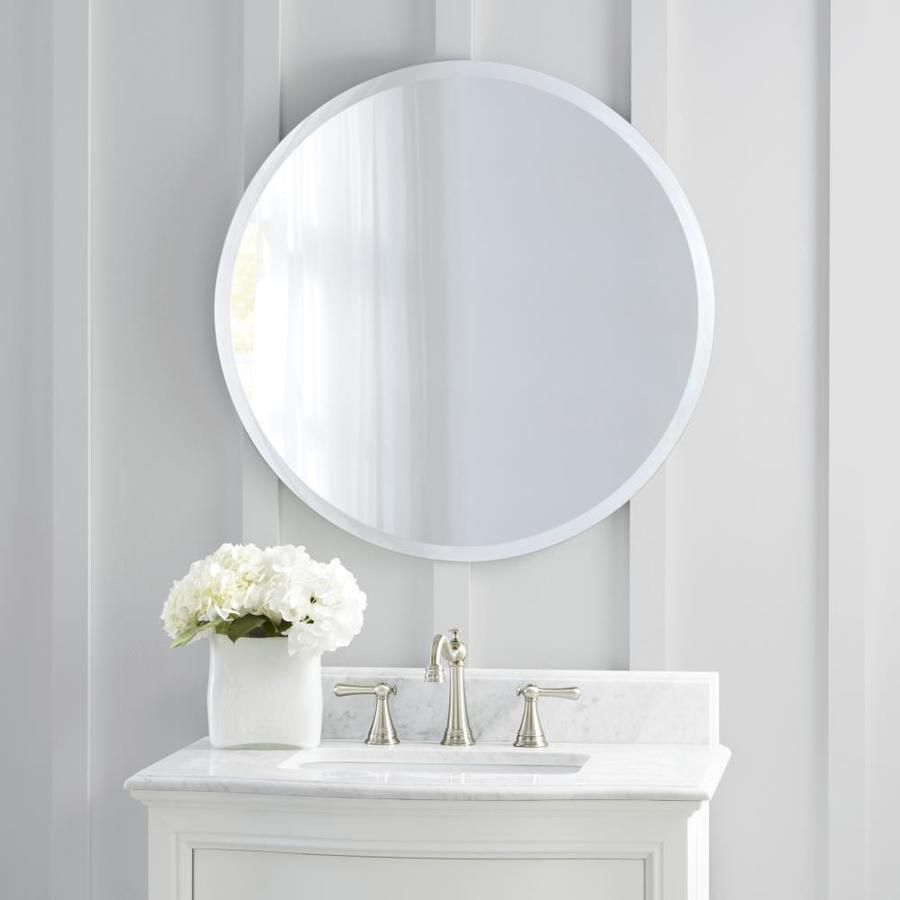 Style Selections 28 In L X 28 In W Round Beveled Wall Mirror Lowes Within Celeste Frameless Round Wall Mirrors (View 6 of 15)