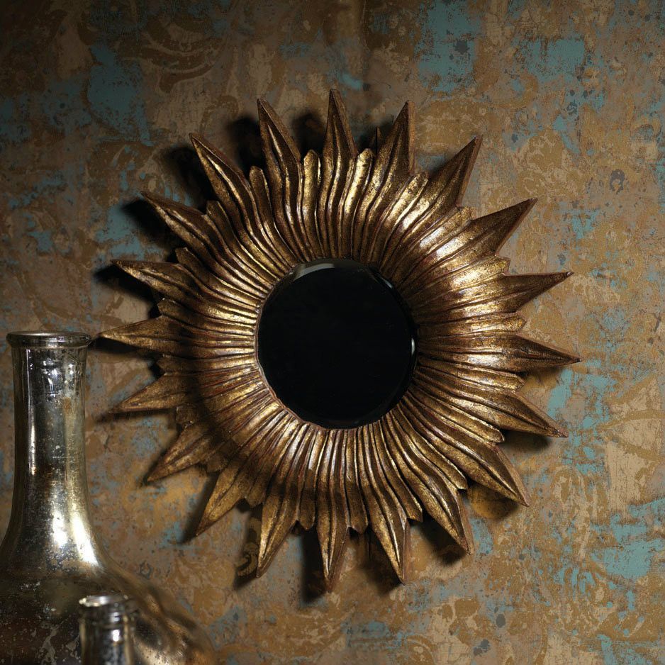 Sun Burst Antique Gold Mirror | Antique Gold Mirror, Wooden Mirror, Mirror Inside Perillo Burst Wood Accent Mirrors (View 13 of 15)