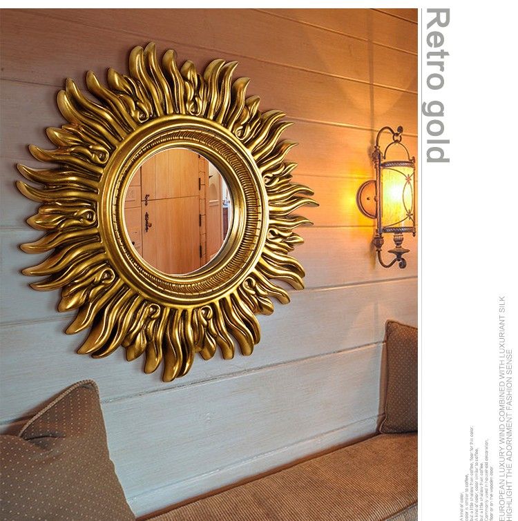Sun Shape Wall Mounted Large Mirror Antique Decorative Frame Mirror Within Sun Shaped Wall Mirrors (View 10 of 15)