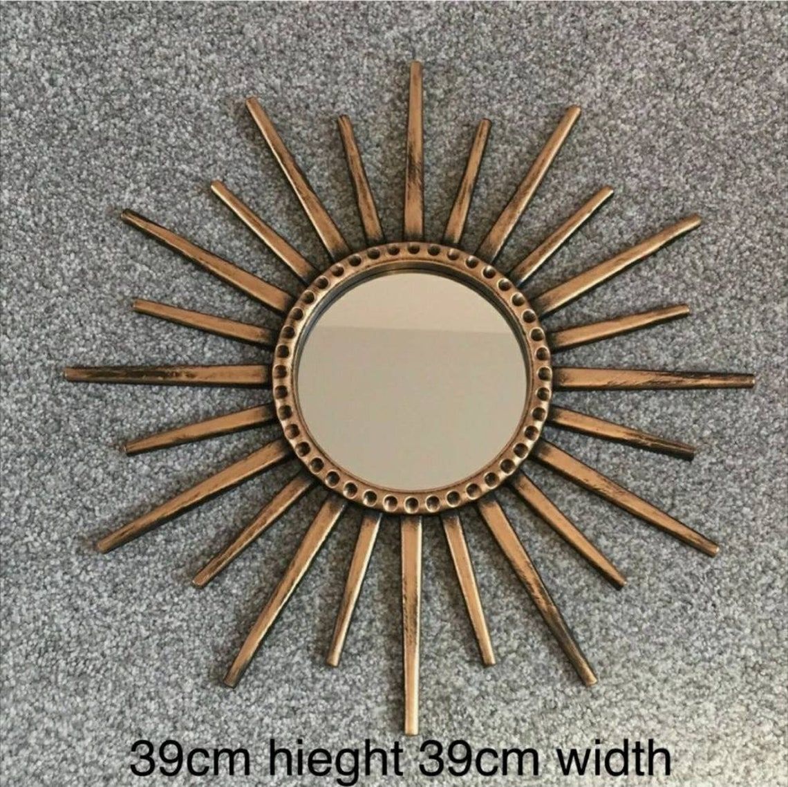 Sun Star And Eye Shaped Wall Mirrors Set Of 5 Brushed Gold | Etsy Inside Sun Shaped Wall Mirrors (View 9 of 15)