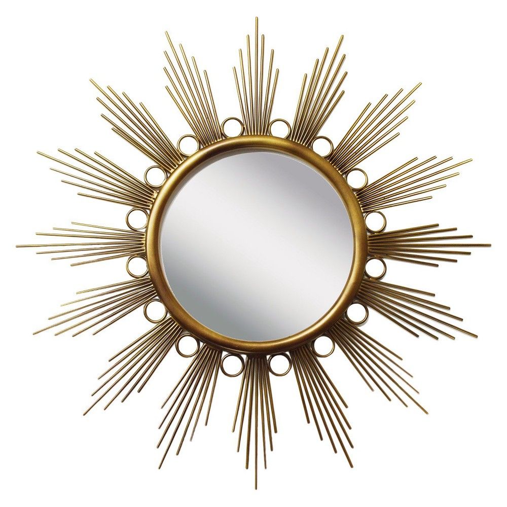 Sunburst Metal Galaxy Decorative Wall Mirror Gold – Ptm Images, Yellow With Regard To Brass Sunburst Wall Mirrors (View 2 of 15)