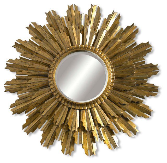 Sunburst Wall Mirror, Gold Leaf | Mirror Design Wall, Mirror Wall With Regard To Carstens Sunburst Leaves Wall Mirrors (View 2 of 15)