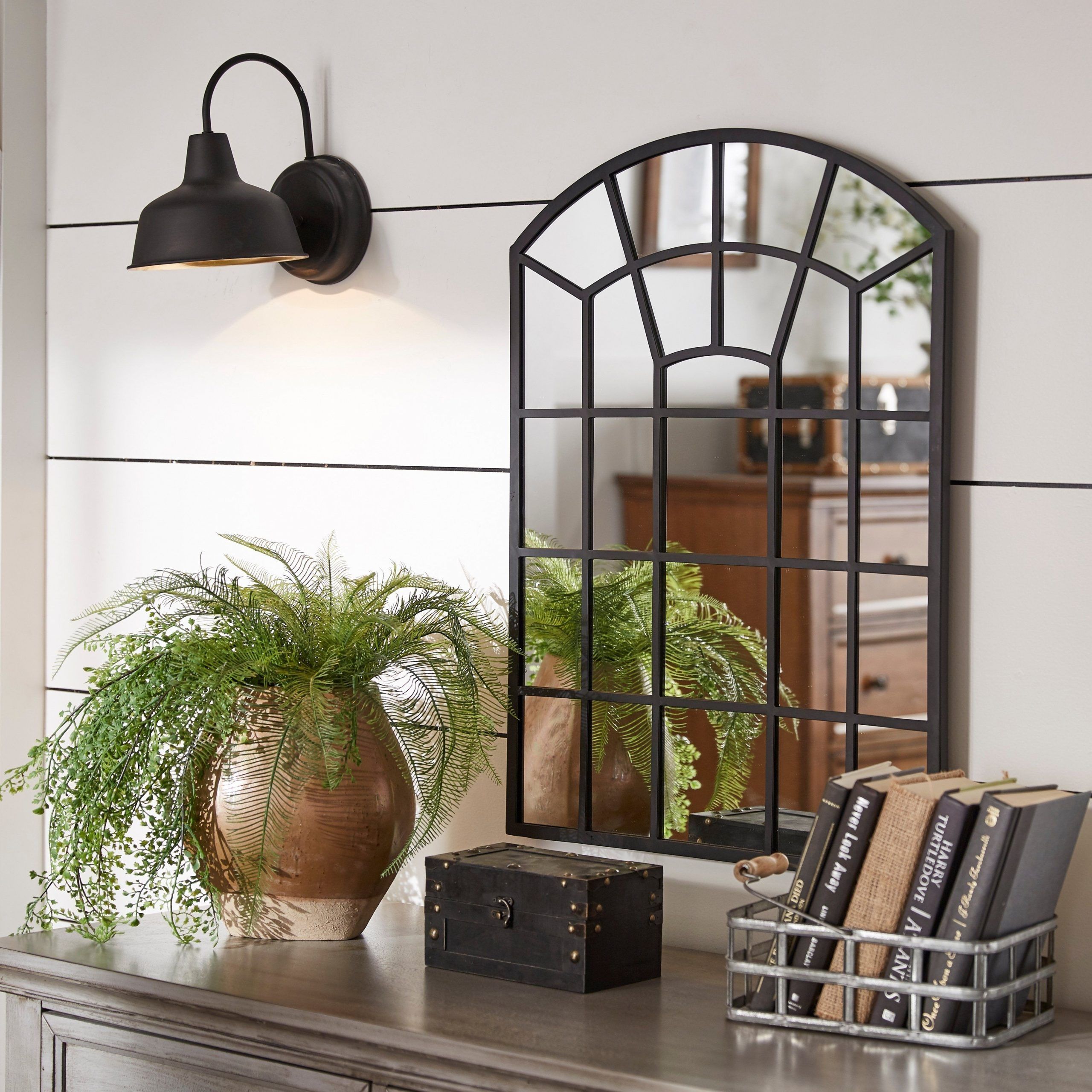 Surise Black Finish Metal Arched Windowpane Wall Mirrorinspire Q Within Black Metal Arch Wall Mirrors (View 11 of 15)