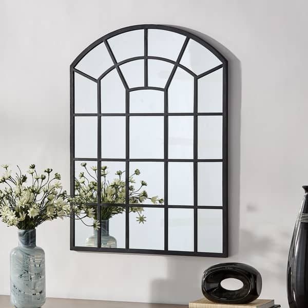 Surise Black Finish Metal Arched Windowpane Wall Mirrorinspire Q Within Black Metal Arch Wall Mirrors (View 3 of 15)
