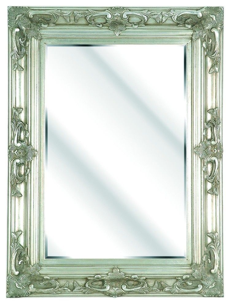 Swept Rectangular Wall Mirror With Silver Floral Frame – Traditional Inside Glen View Beaded Oval Traditional Accent Mirrors (View 5 of 15)
