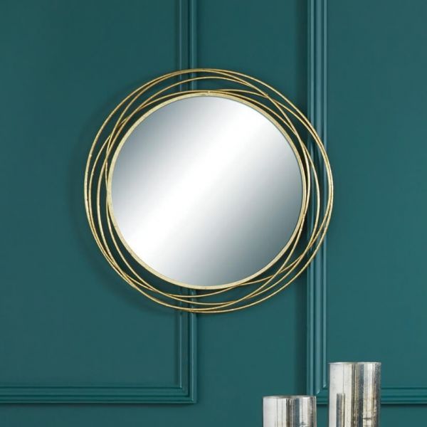 Swirls Wire Gold Wall Mirror | Zurleys In Gold Led Wall Mirrors (View 8 of 15)