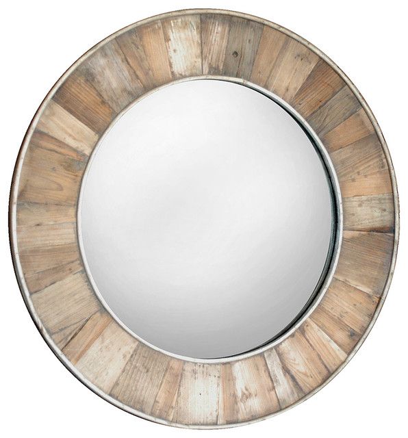 Tavern Rustic Lodge Reclaimed Pine Natural Wax Framed Round Mirror Within Organic Natural Wood Round Wall Mirrors (View 1 of 15)
