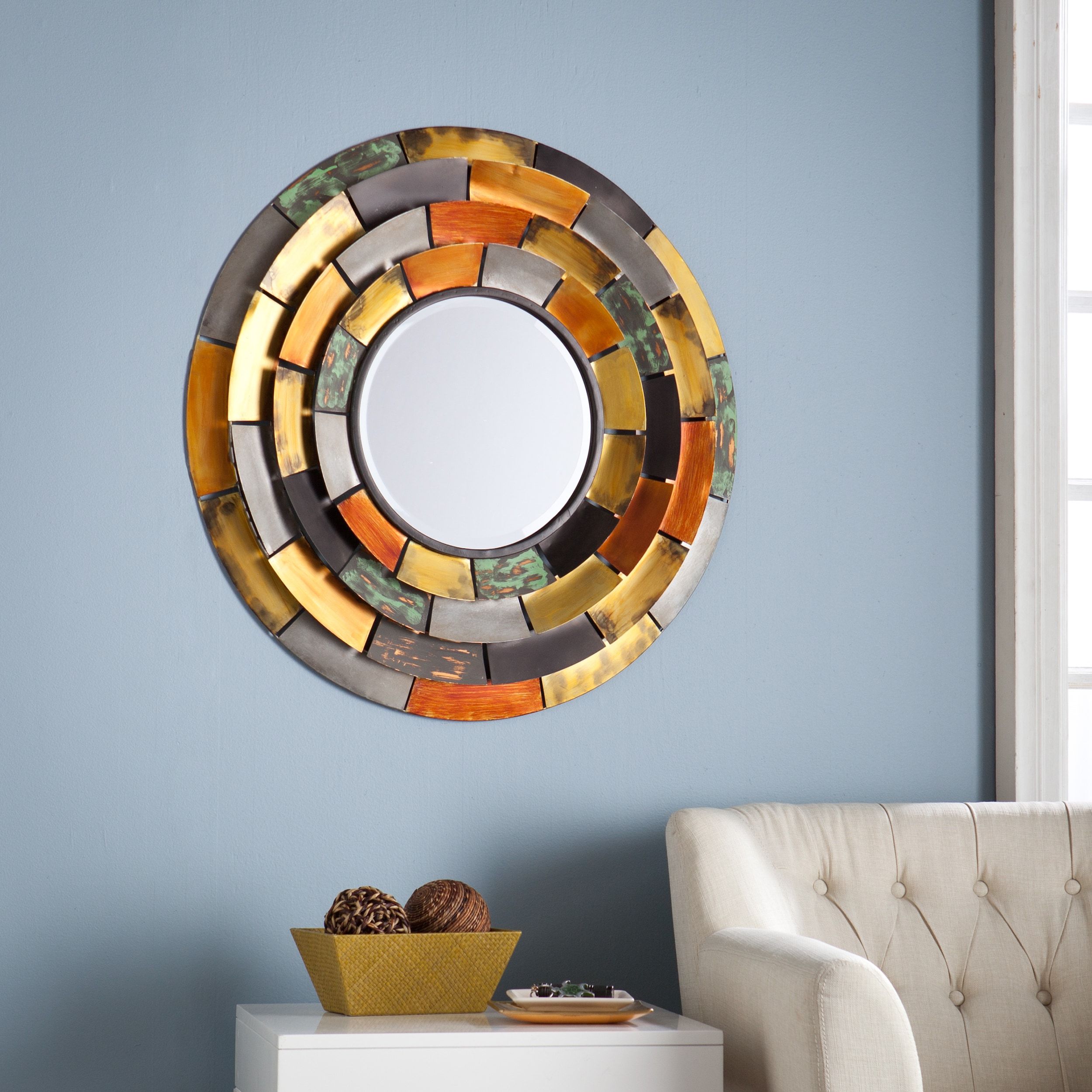 The Curated Nomad Lotta Decorative Wall Mirror With Tiered Edges | Ebay Inside Reba Accent Wall Mirrors (View 14 of 15)