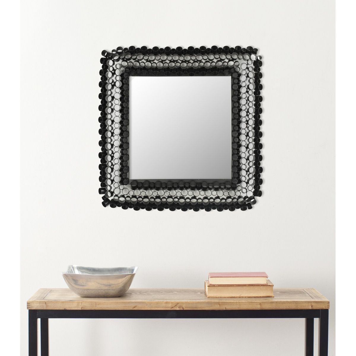 The Square Tube Mirror, With Its Dark Glossy Finish, Makes A Within Square Modern Wall Mirrors (View 4 of 15)