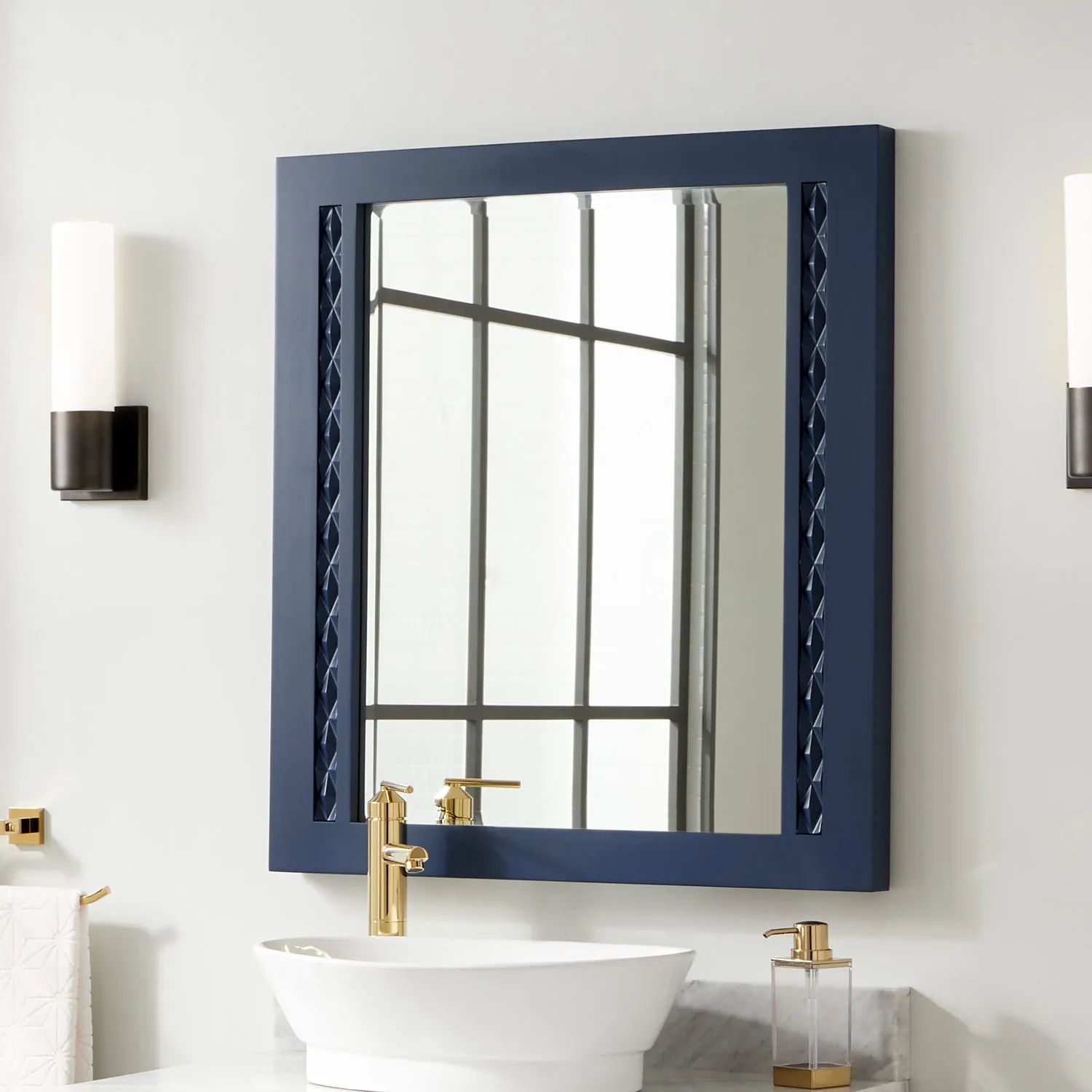 Thorton Mahogany Vanity Mirror – Bright Navy Blue – Bathroom Mirrors Regarding Mexborough Bathroom/vanity Mirrors (View 3 of 14)