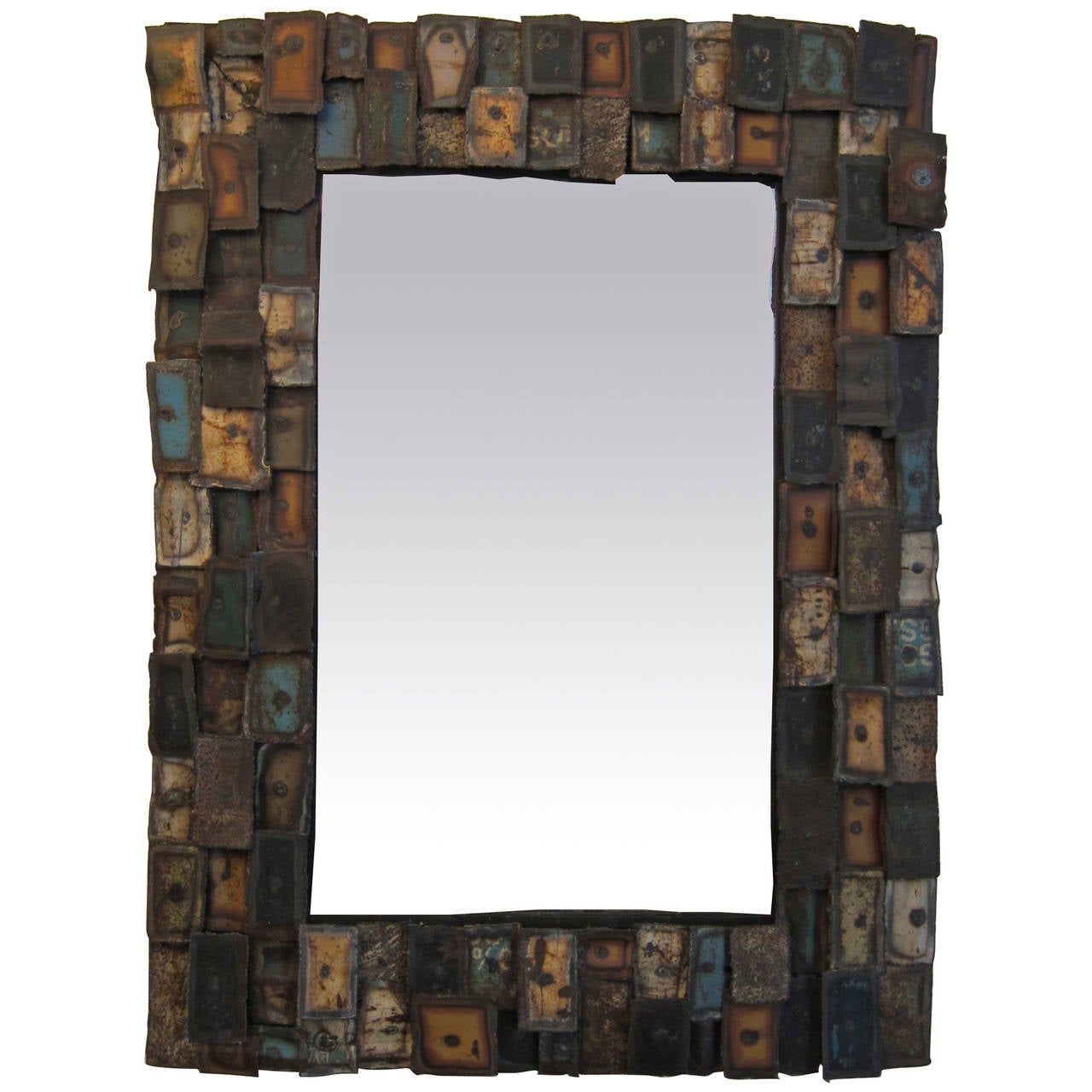 Torch Cut Patchwork Metal Wall Mirror At 1stdibs With Silver Metal Cut Edge Wall Mirrors (View 12 of 15)