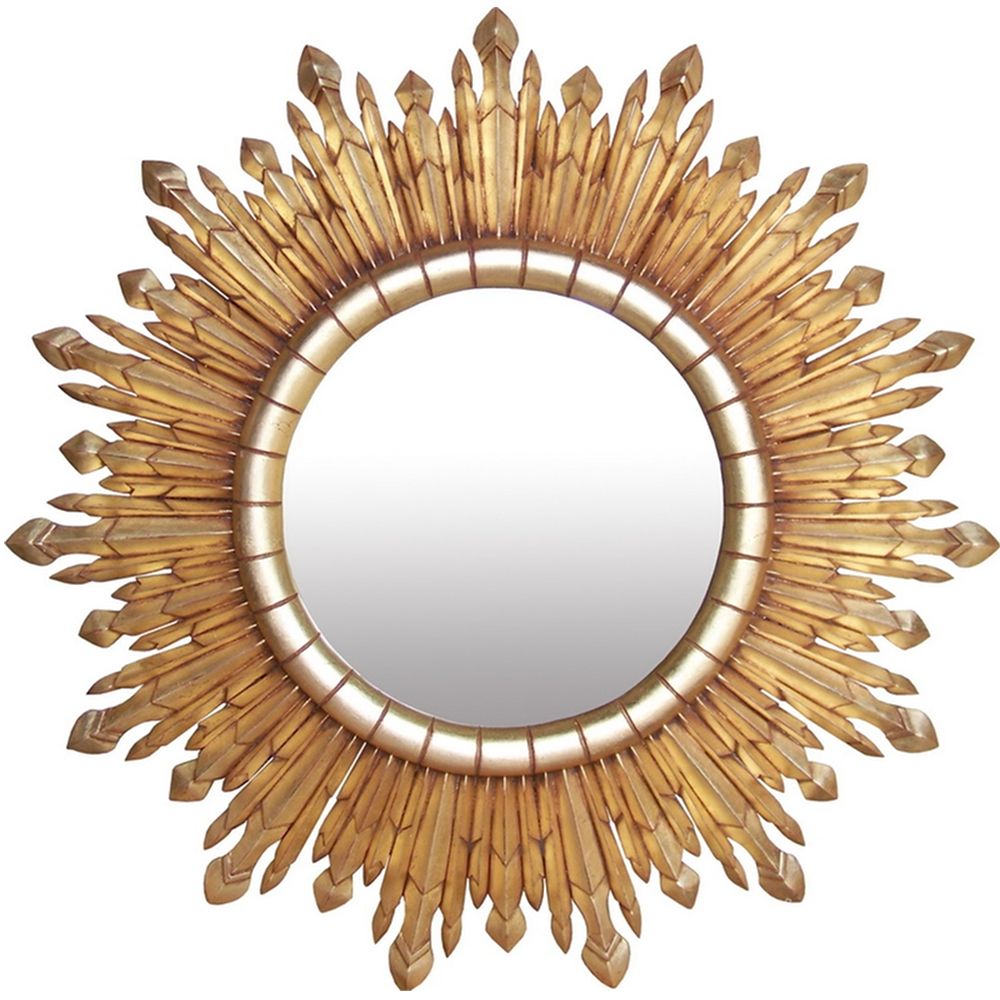 Total Eclipse Sun Dance Circular Wall Mirror – Gold Leaf | Gold For Leaf Post Sunburst Round Wall Mirrors (View 2 of 15)