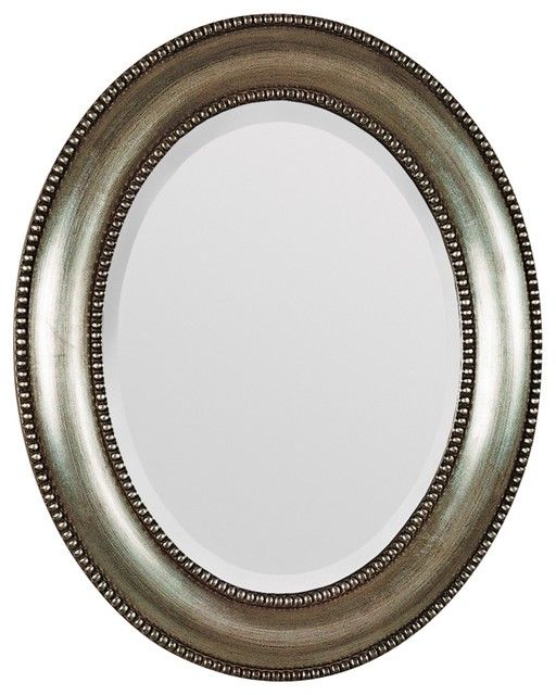 Traditional Antique Silver Beaded Trim Oval 31" High Wall Mirror Intended For Bronze Beaded Oval Cut Mirrors (View 13 of 15)