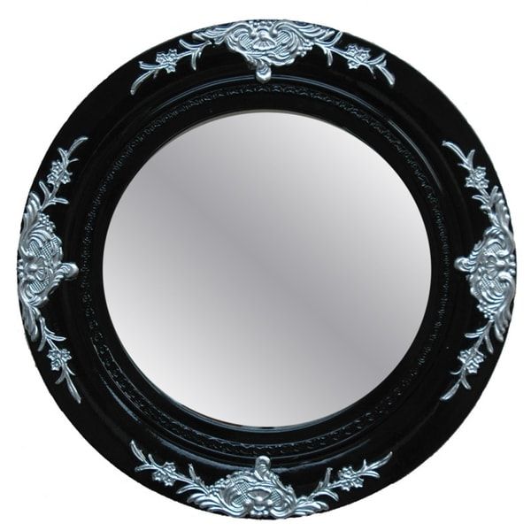 Traditional Glossy Black Decorative Round Framed Mirror – Free Shipping With Regard To Glossy Black Wall Mirrors (View 10 of 15)