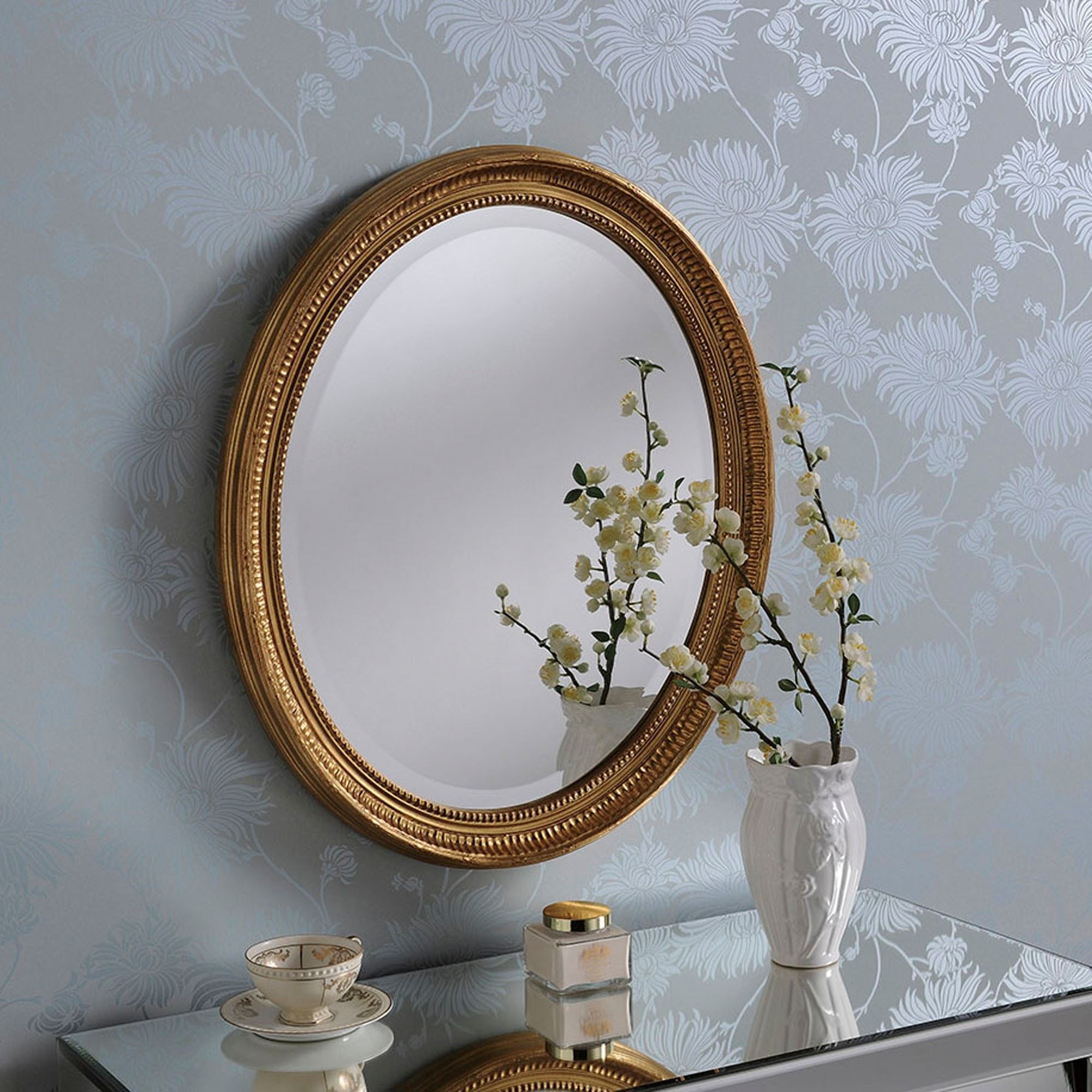 Traditional Gold Oval Mirror | Contemporary Mirrors Regarding Gold Modern Luxe Wall Mirrors (View 1 of 15)