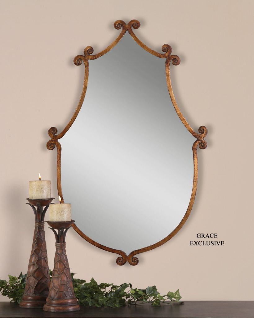 Tulane Simple Swirl Mirror | Antique Gold Mirror, Gold Mirror Wall With Regard To Gold Metal Framed Wall Mirrors (View 3 of 15)