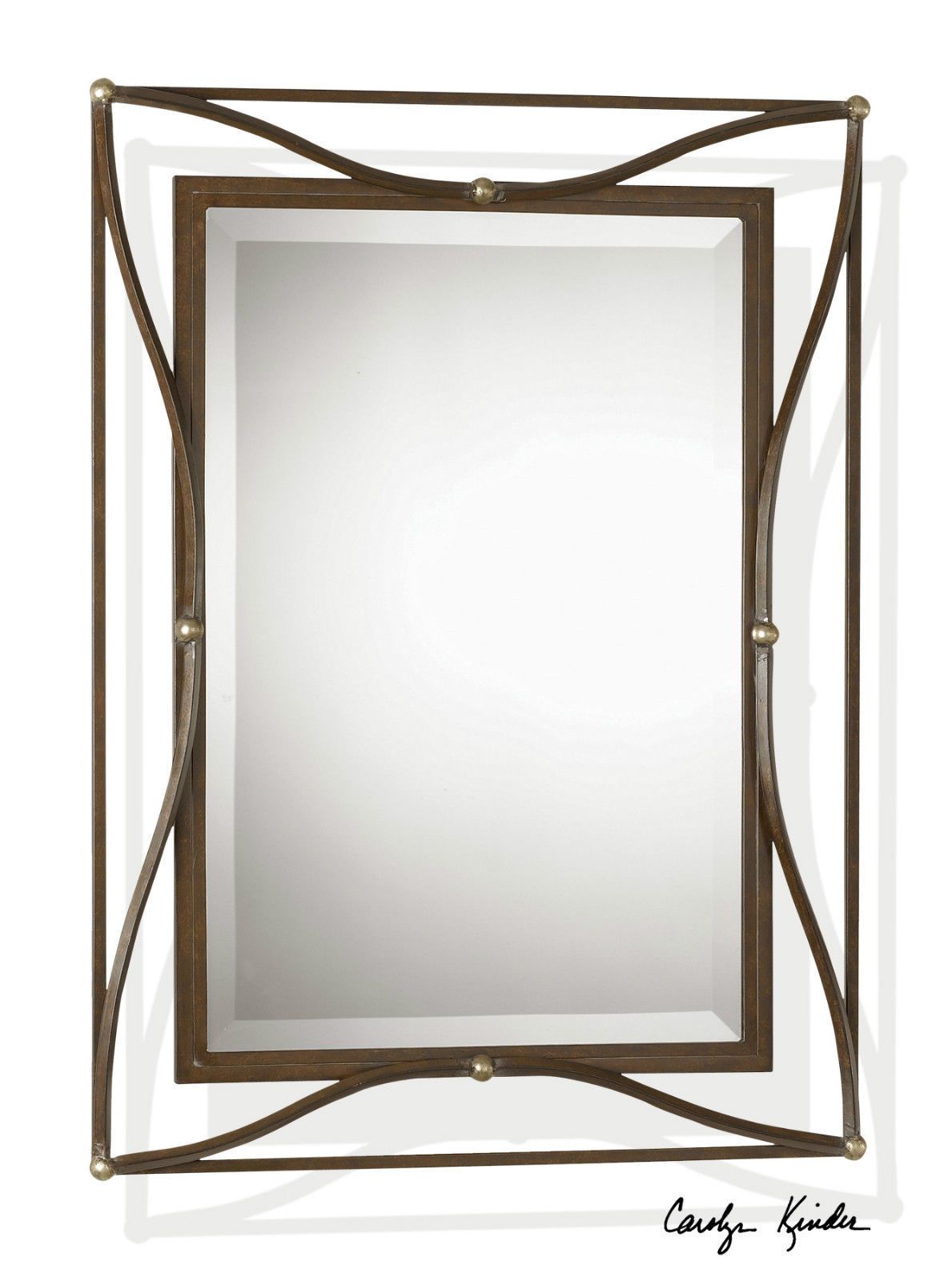 Two New 38" Aged Bronze Iron Rectangular Beveled Wall Mirror Western Pertaining To Western Wall Mirrors (View 9 of 15)