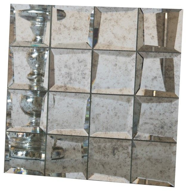 Uneven Beveled Edge Mirror Mosaic, Antique, Sample – Contemporary With Regard To Tile Edge Mirrors (View 13 of 15)