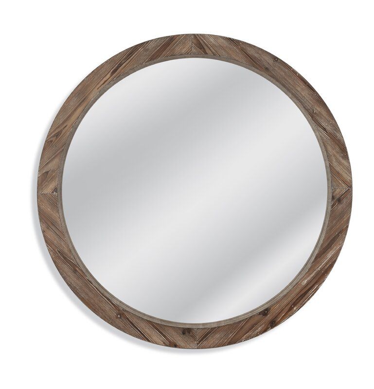 Union Rustic Booker Round Wood Wall Mirror & Reviews | Wayfair Regarding Wood Rounded Side Rectangular Wall Mirrors (View 2 of 15)