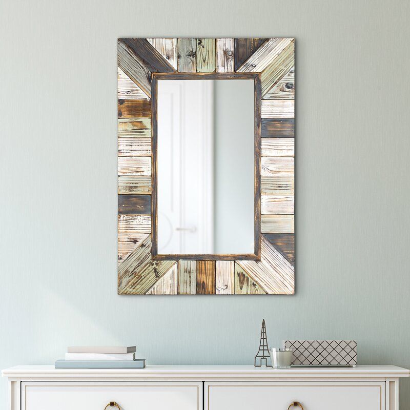 Union Rustic Whitlock Rustic Wood Plank Rectangular Framed Wall Mirror Intended For Rustic Wood Wall Mirrors (View 1 of 15)